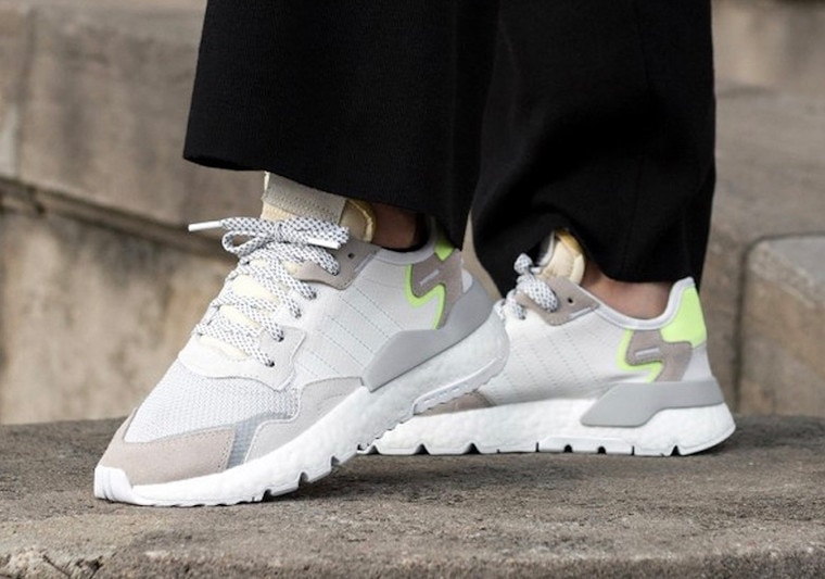 Adidas nite jogger white green sale