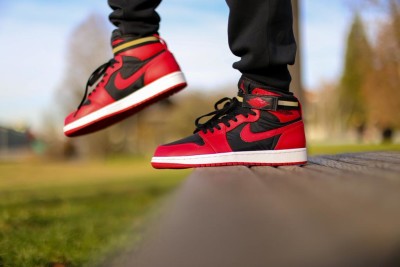 Air-Jordan-1-High-Strap-Bred-Gym-Red-On-Foot-03