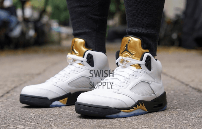 olympic-air-jordan-5-metallic-gold-on-feet