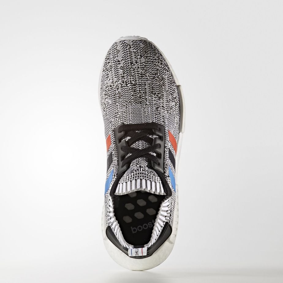 adidas NMD R1 Primeknit White Grey Tricolore Stripes
