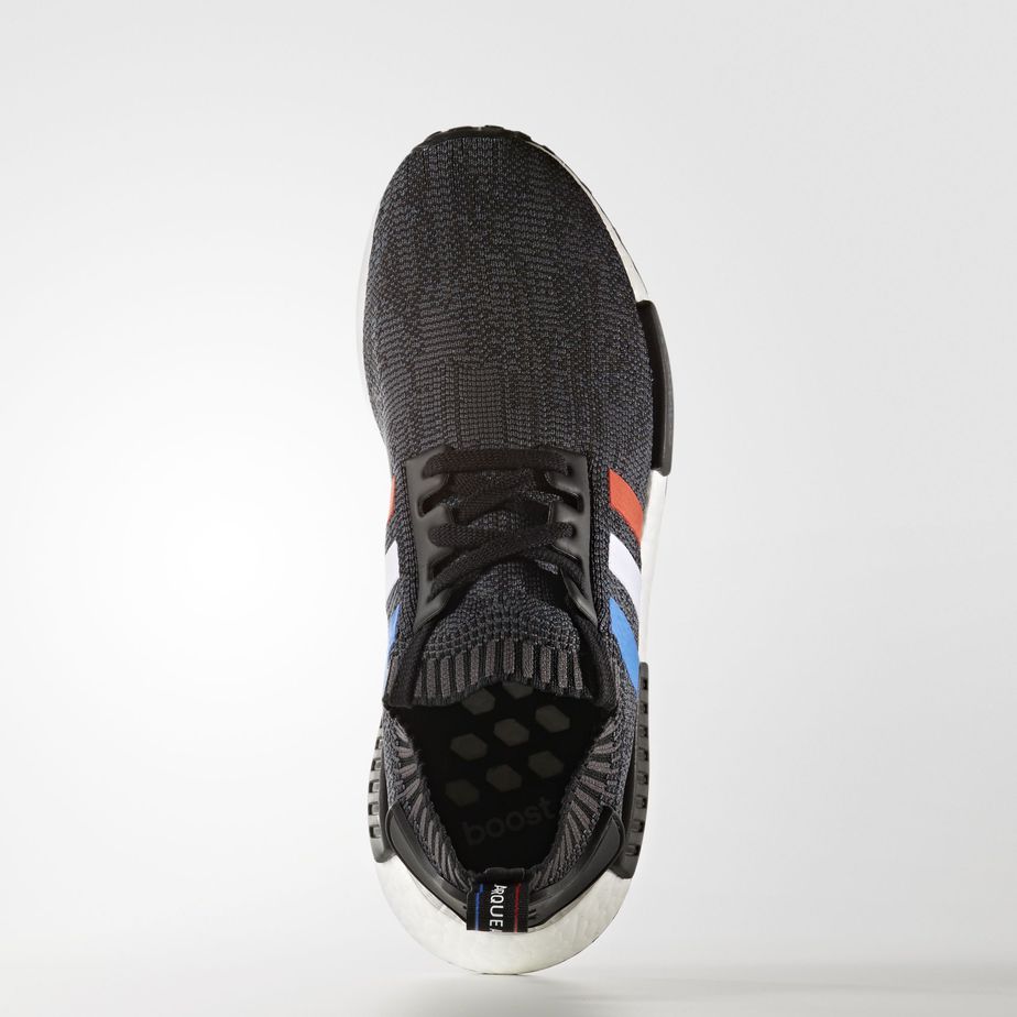 adidas NMD R1 Primeknit Black Tricolore Stripes