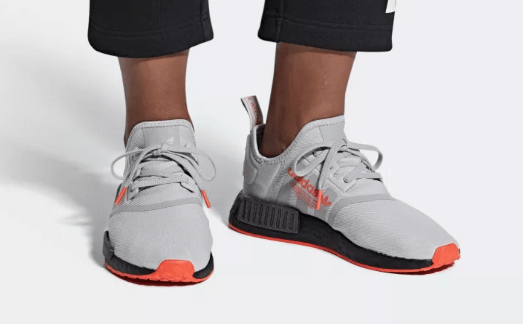 Nmd_r1 shoes grey  grey  solar red best sale