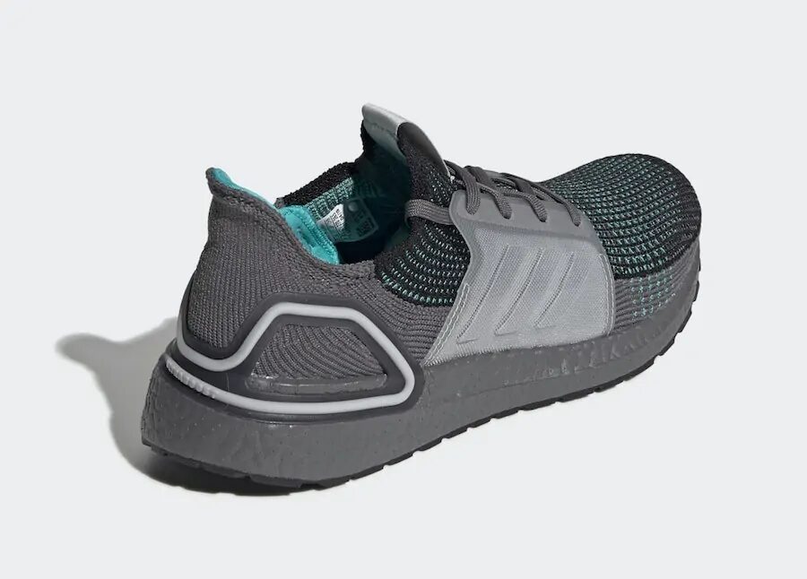Grey adidas Ultra Boost 19 that Features Teal accents