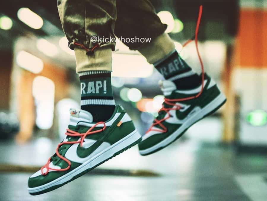 Official Images of the Off-White x Nike Dunk Low "Pine Green"