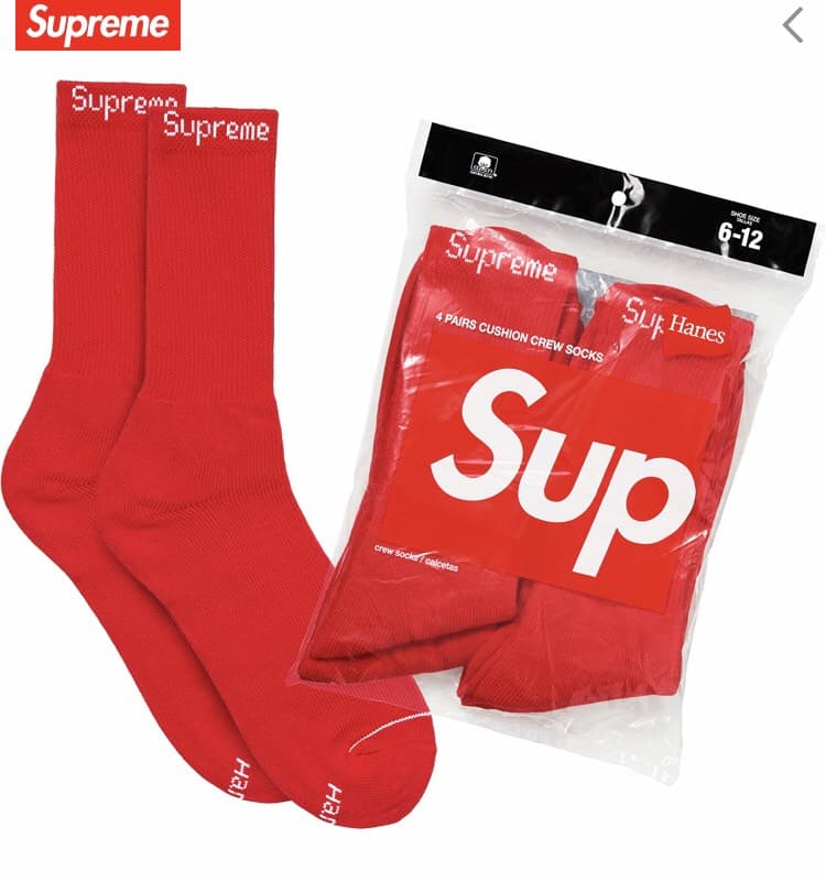 Supreme Hanes Red Crew Socks