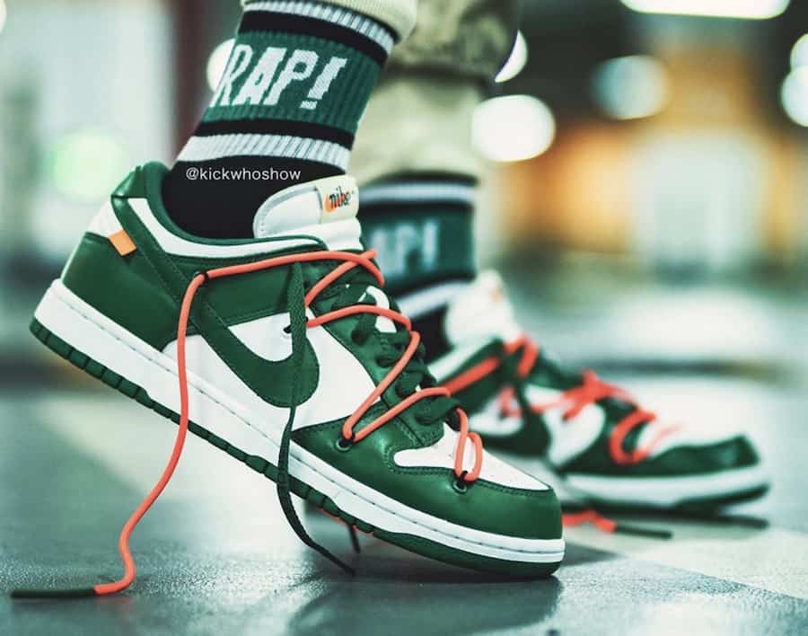 Official Images of the Off-White x Nike Dunk Low "Pine Green"