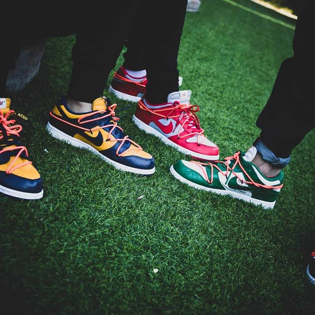 Nike low-top sneakers in three colorways, worn on foot