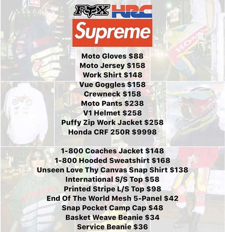 Supreme Teams up with Honda and Fox For Supreme FW19 Week 6