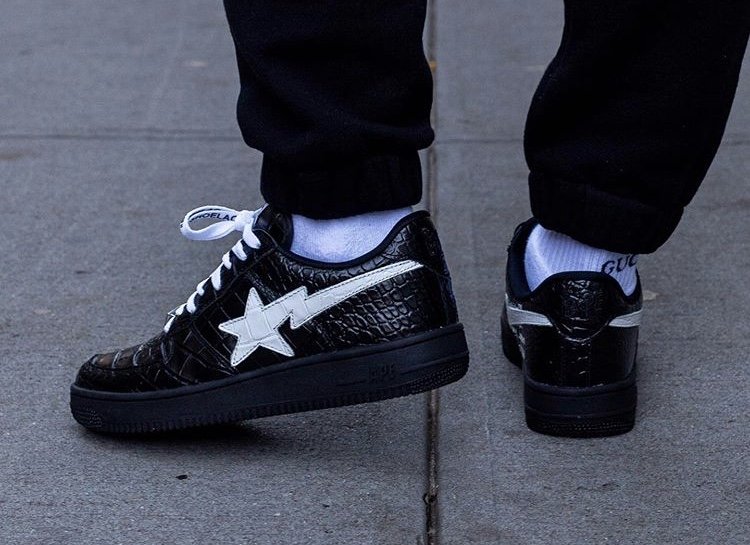 On-Foot Look at the Off-White x BAPE Bapesta