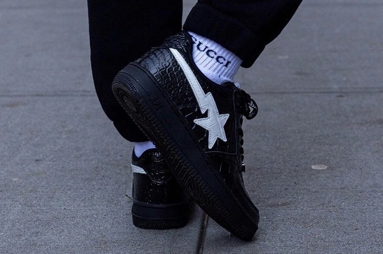 On-Foot Look at the Off-White x BAPE Bapesta