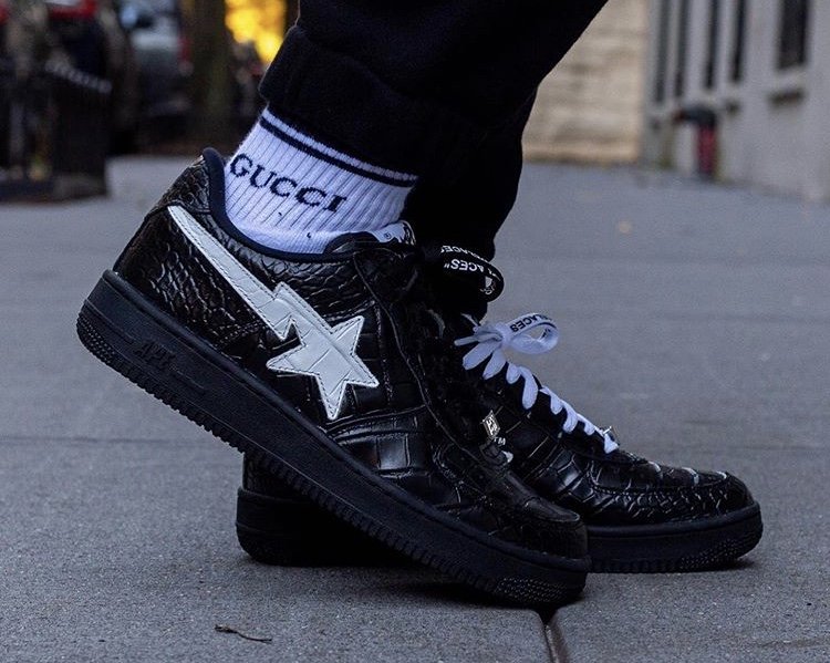 On-Foot Look at the Off-White x BAPE Bapesta