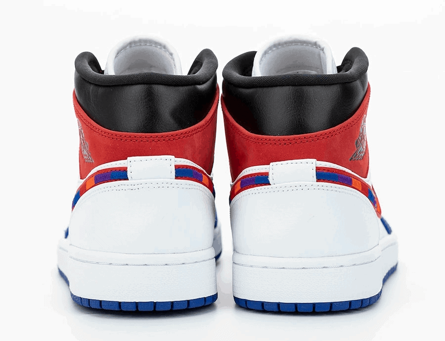 This Air Jordan 1 Mid Appears with A Multicolored Embroidered Nike Swoosh