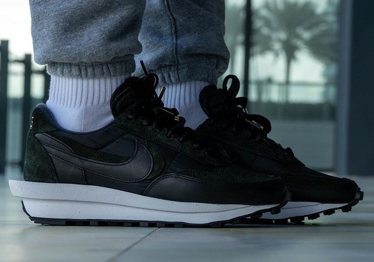 Sacai Nike Ldwaffle Black Nylon BV0073-002 Release Date On Feet