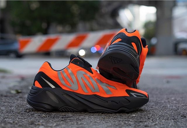 adidas Yeezy Boost 700 MNVN Orange, front and outsole views