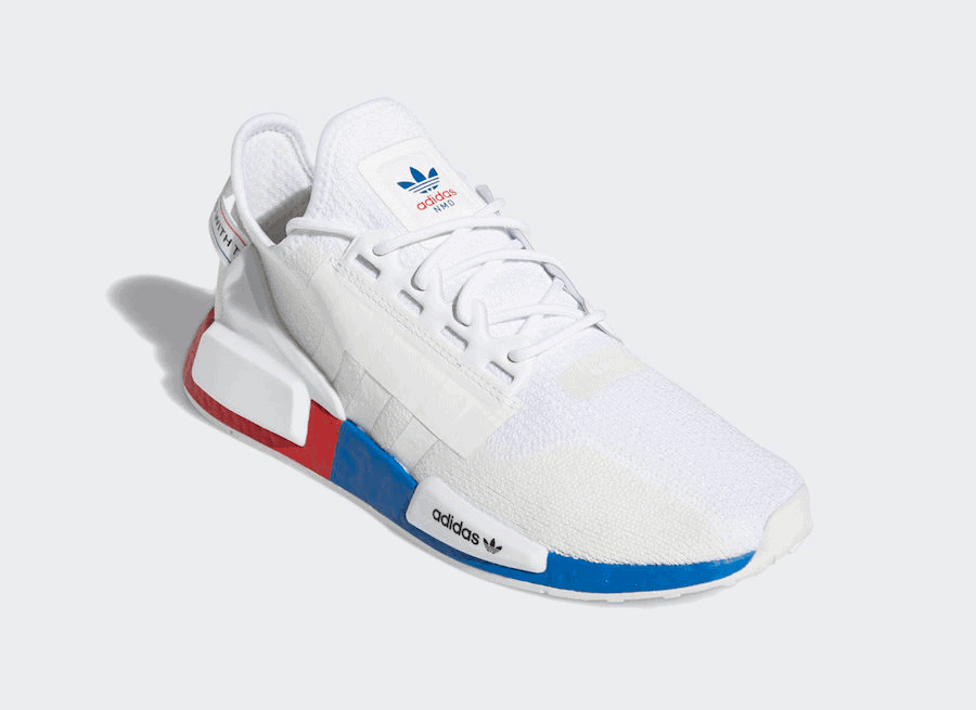 A Split Boost Midsole Shines on the Crystal White adidas NMD R1