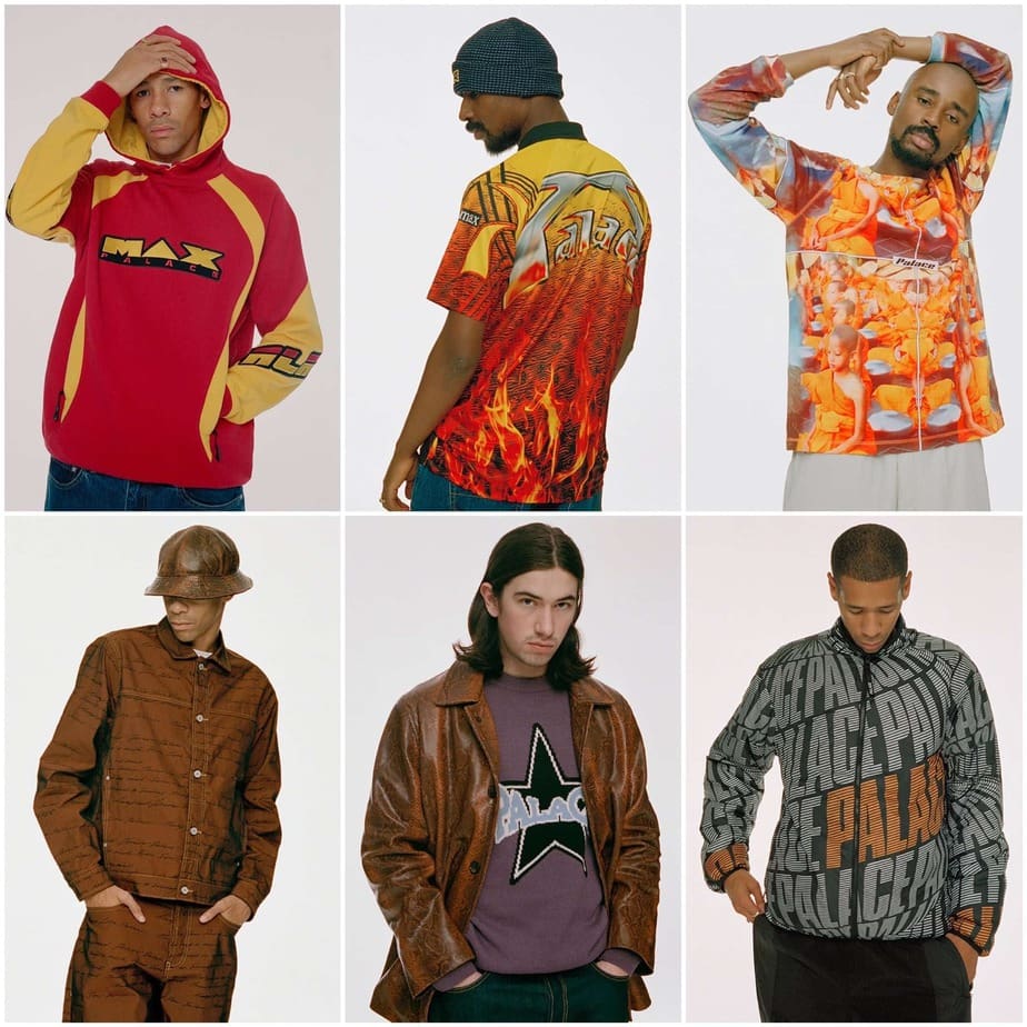 Palace Spring 2020 lookbook featuring colorful shirts and jackets