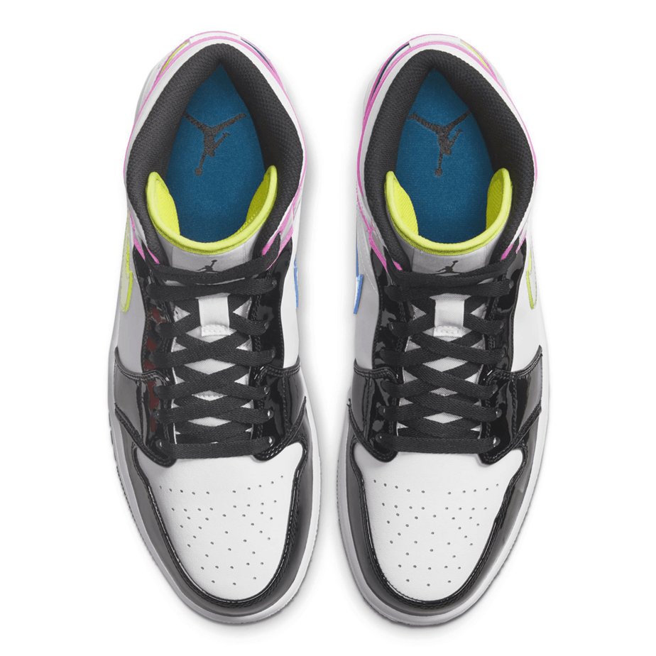 A Patent Leather and Multicolor Air Jordan 1 Mid will