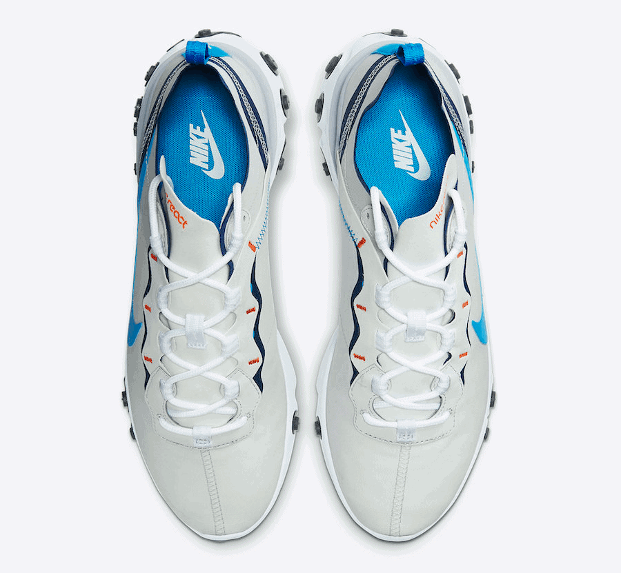 This Nike React Element 55 Showcases Vast Grey and Clear Blue