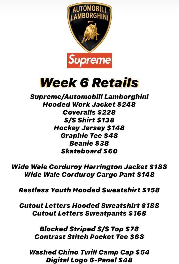 Supreme SS20 Week 6 Droplist