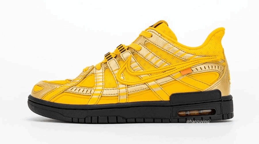 Off-White x Nike Air Rubber Dunk "University Gold"