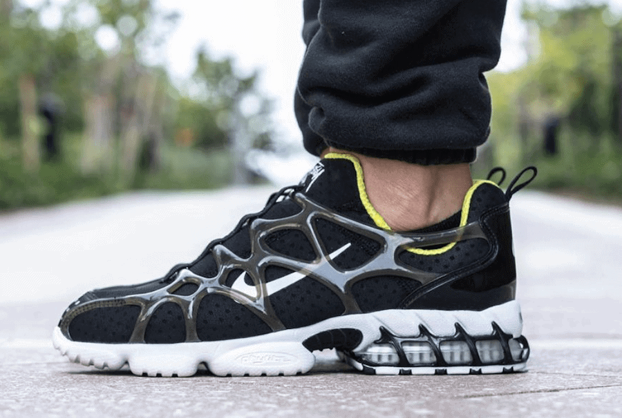Stussy Nike Air Zoom Spiridon Kk Black Bright Cactus CJ9918-001 Release Date On Feet