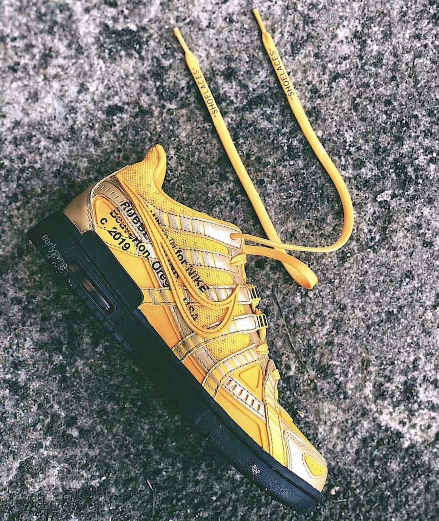 Off-White x Nike Air Rubber Dunk "University Gold"