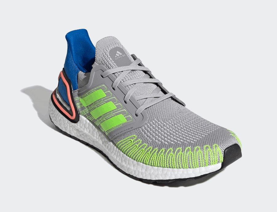Check out this adidas Ultra Boost 20 in Signal Green and Glory Blue