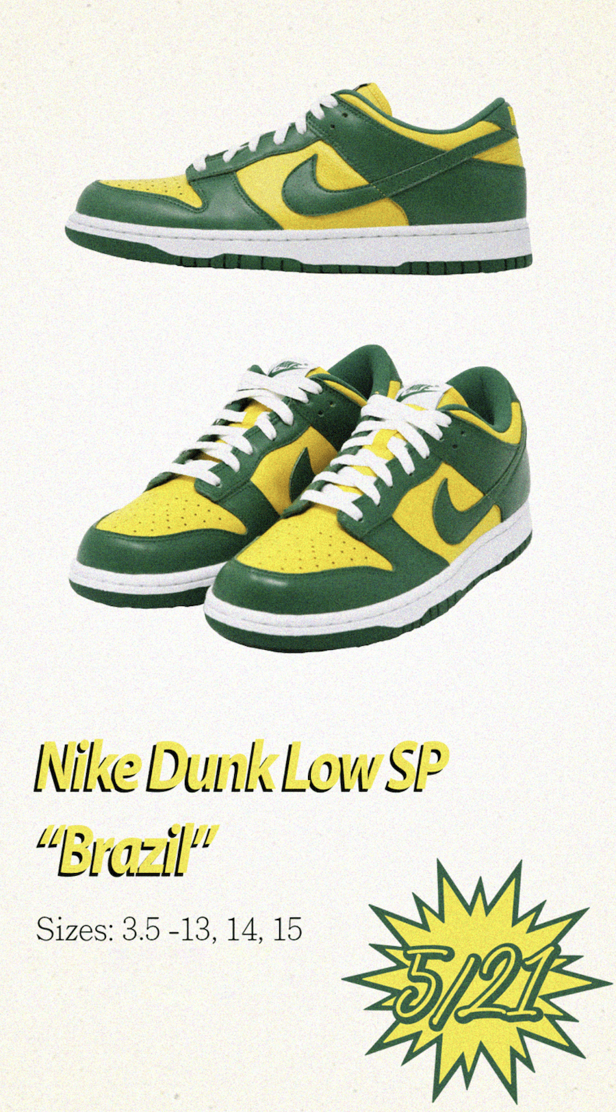 Nike Dunk Low Returns with the "Brazil" Theme