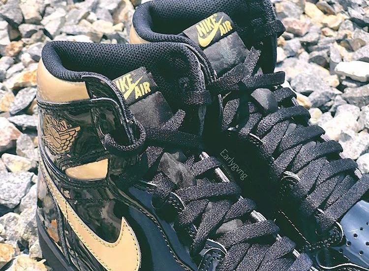 Air Jordan 1 High Patent Black Metallic Gold