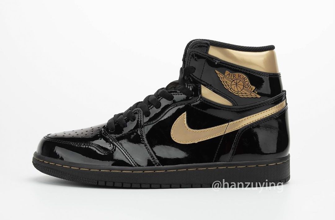 Air Jordan 1 High Black Metallic Gold Patent
