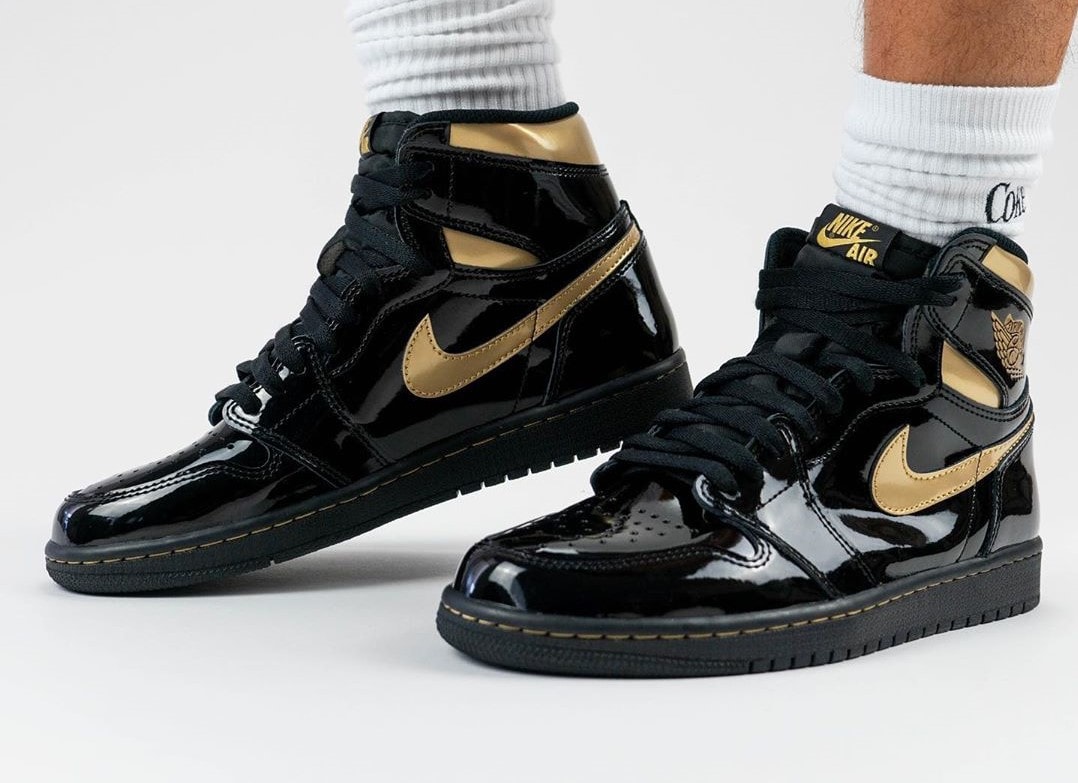 Air Jordan 1 High Patent Black/metallic Gold