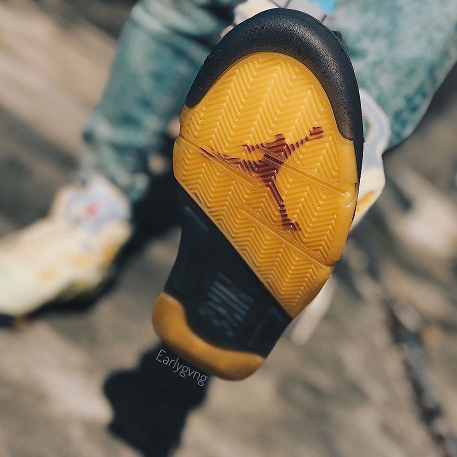 Off-White X Air Jordan 5 Sail On Feet