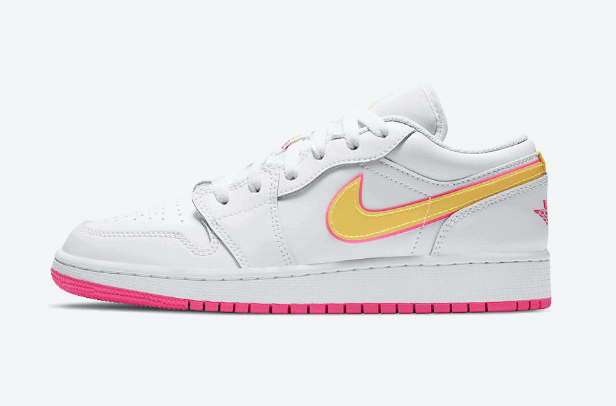 A Brand New Kid's Air Jordan 1 Low In Pink/Yellow