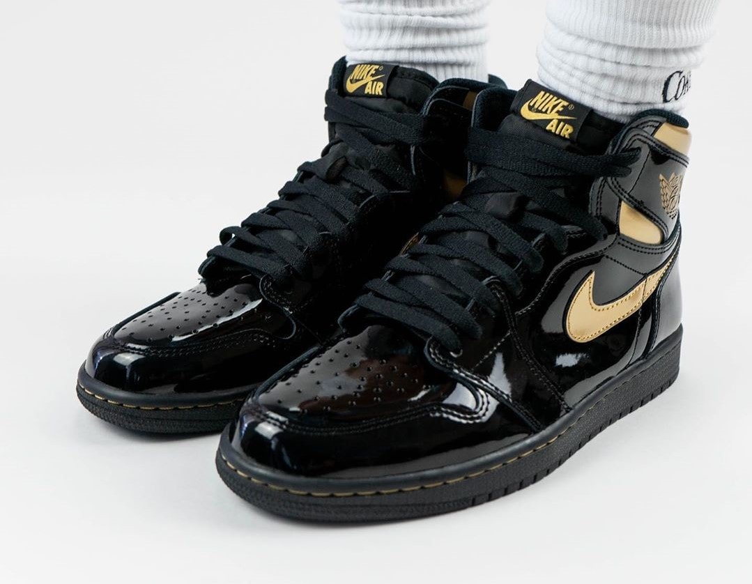 Air Jordan 1 High Patent Black/metallic Gold