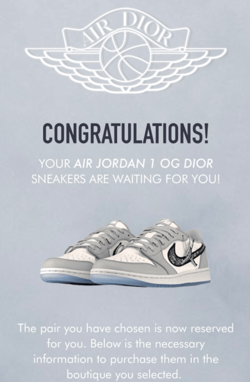 Dior X Air Jordan 1 Lottery Winner