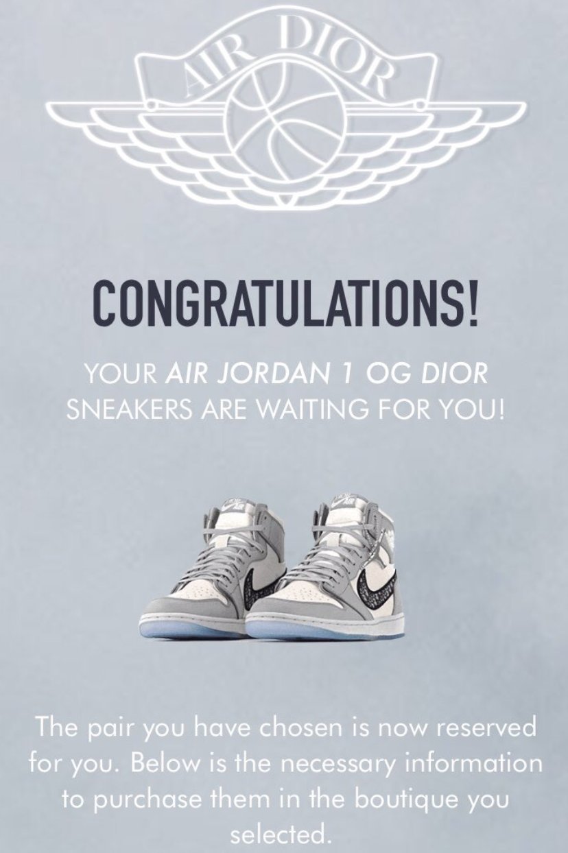 Dior X Air Jordan 1 Lottery Winner