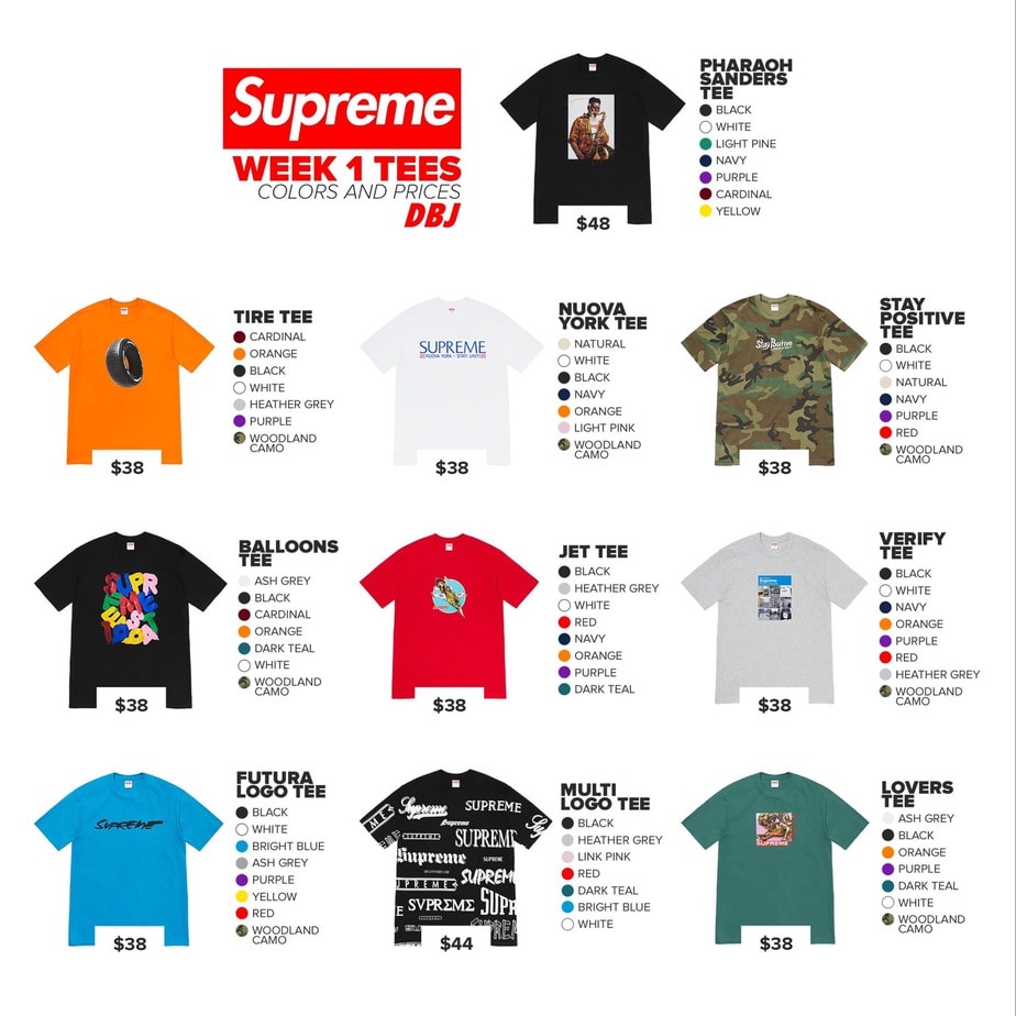 Supreme FW20 Week 1 Droplist
