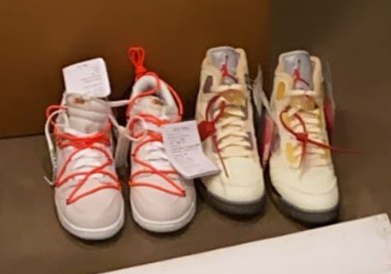 Virgil Abloh Displays an Off-White x Nike Dunk Sample in "White"