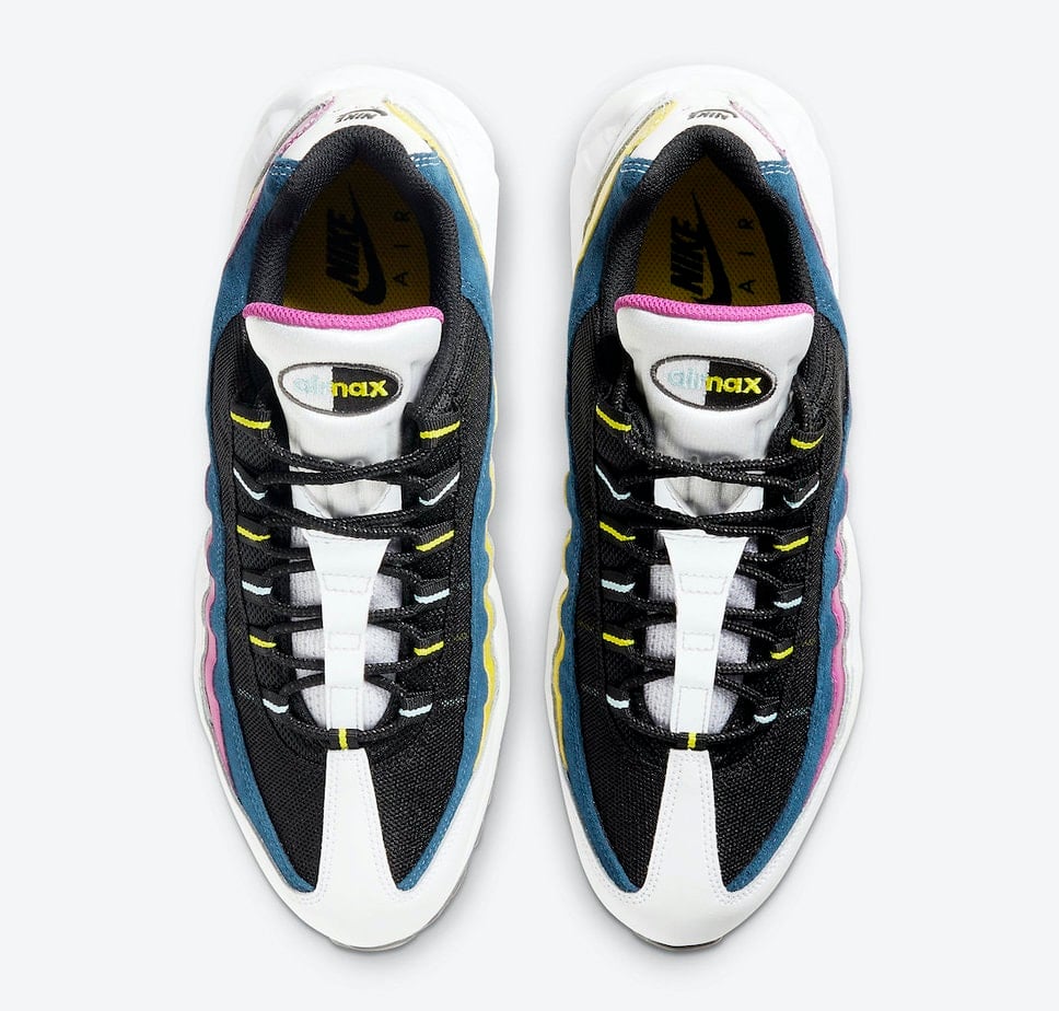 Check Out the Newest Nike Air Max 95 Highlighted with Blue, Purple, and Yellow Accents