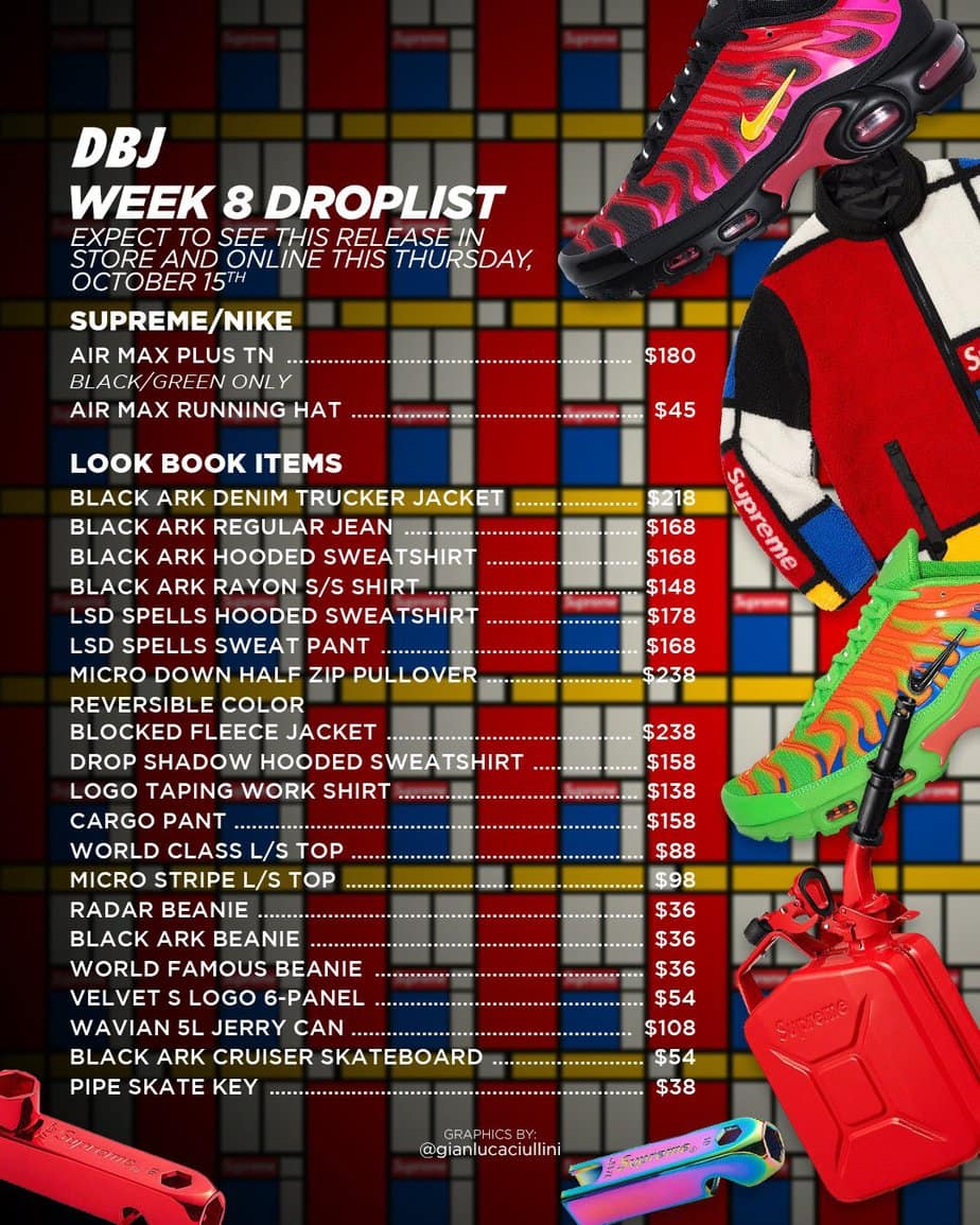 Supreme FW20 Week 8 Droplist