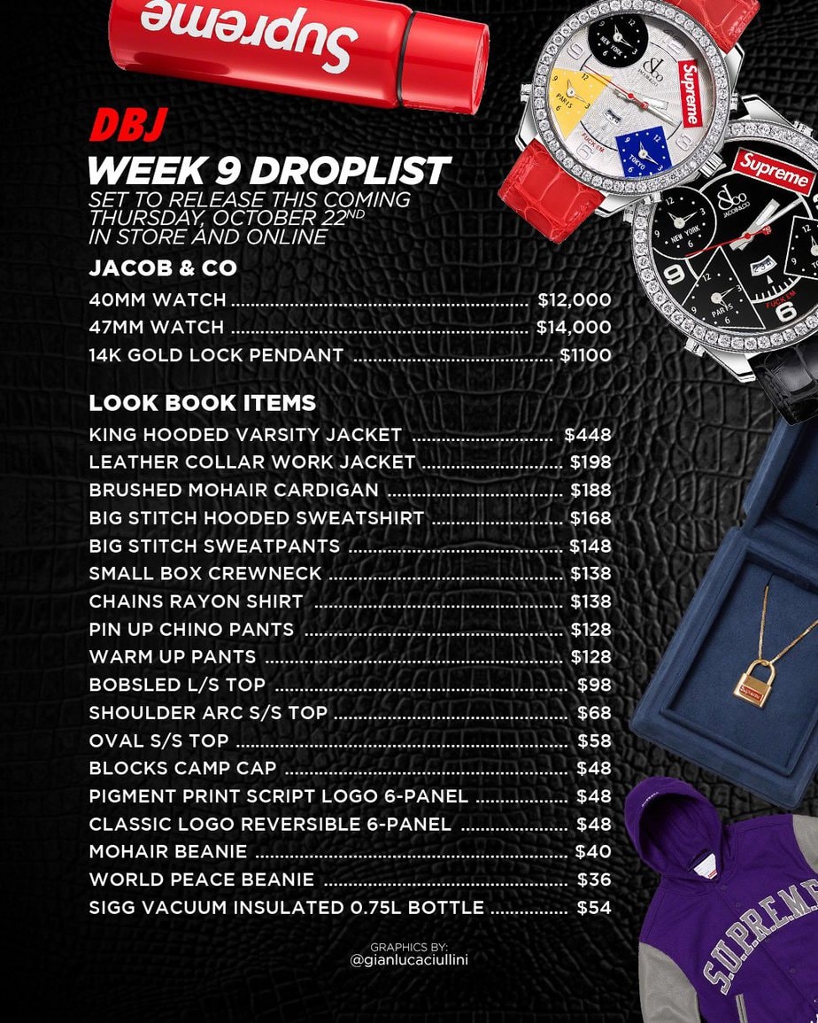 Supreme FW20 Week 9 Droplist