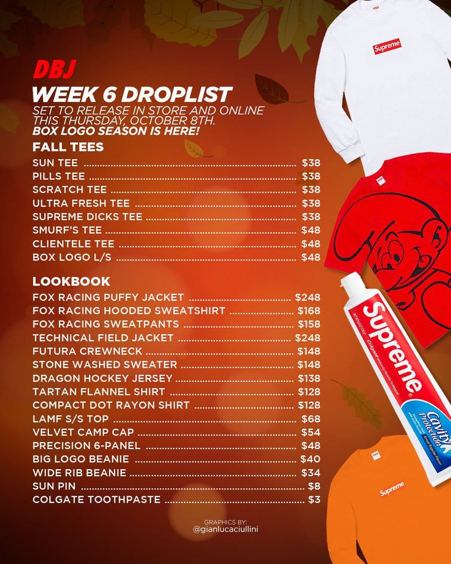 Supreme Fw20 Week 7 Retails