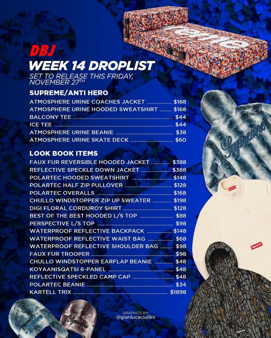 Supreme FW20 Week 14 Droplist
