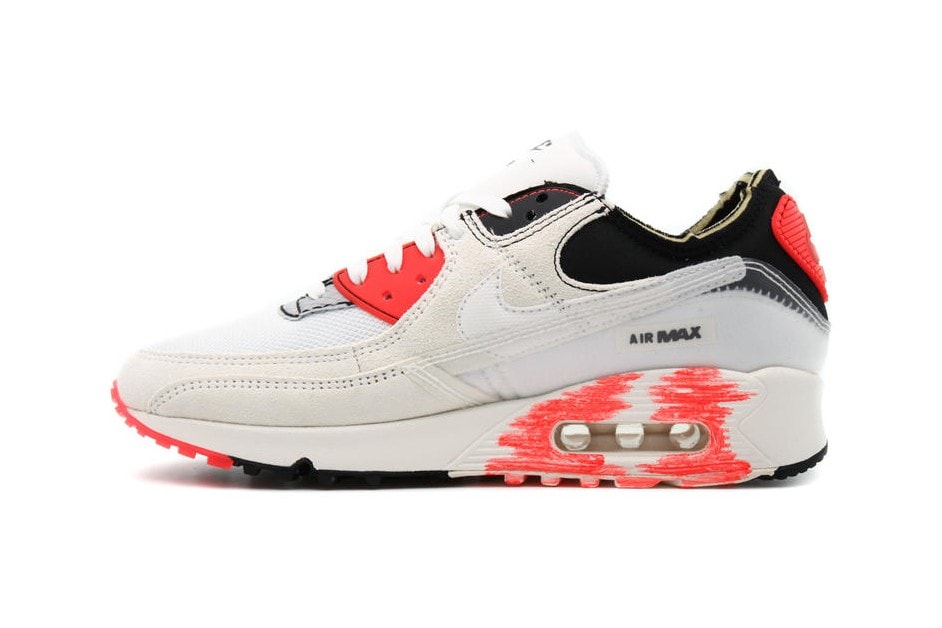 Nike Air Max 90 White Black Infrared Inside Out Reversed Deconstructed DC7856-100