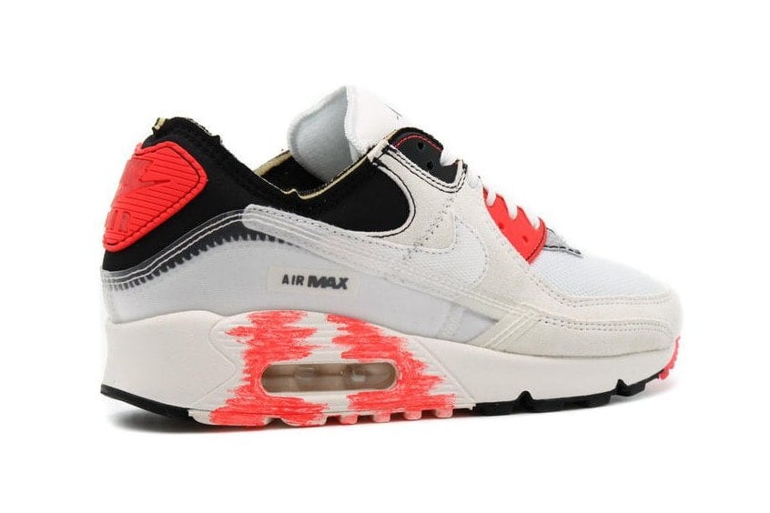 Nike Air Max 90 White Black Infrared Inside Out Reversed Deconstructed DC7856-100