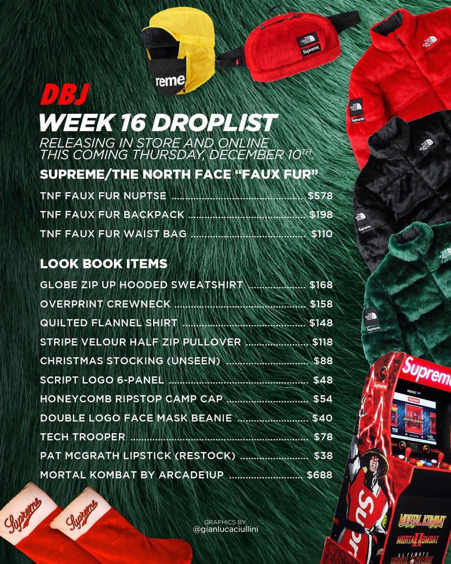 Supreme Fw20 Week 16 Retails