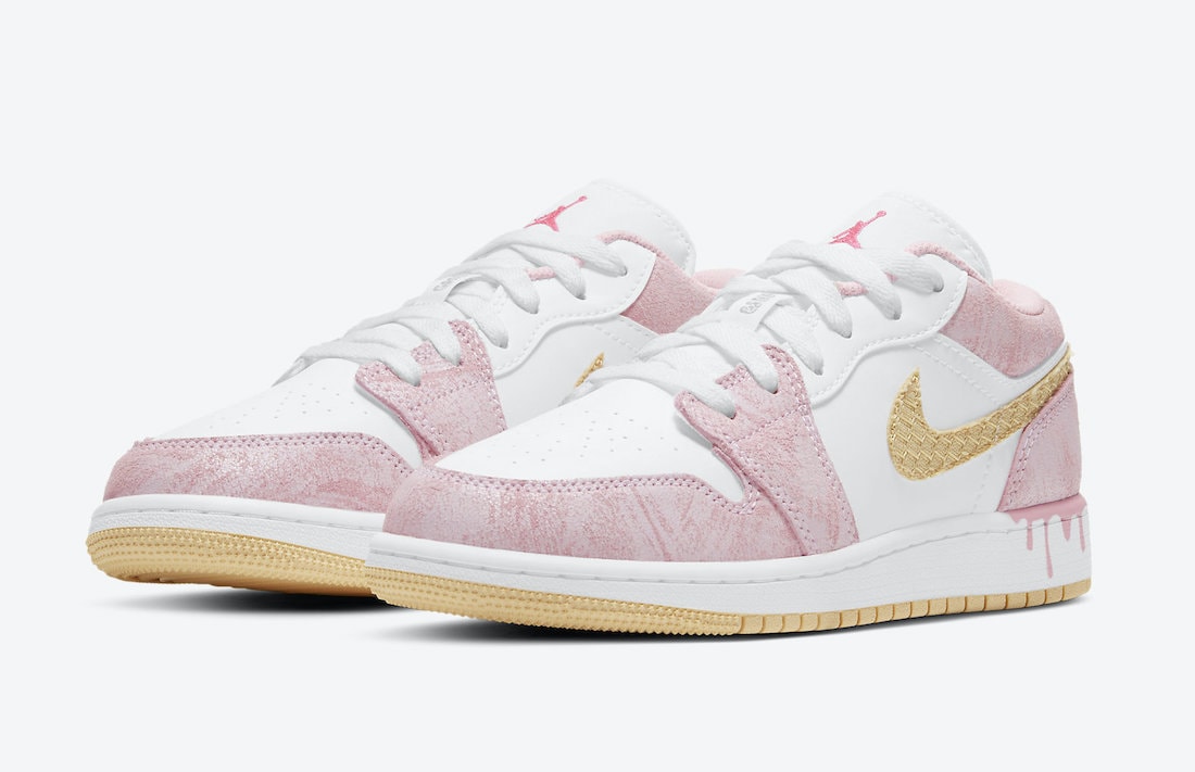 This Air Jordan 1 Low GS Displays A Pink "Paint Drip" Design