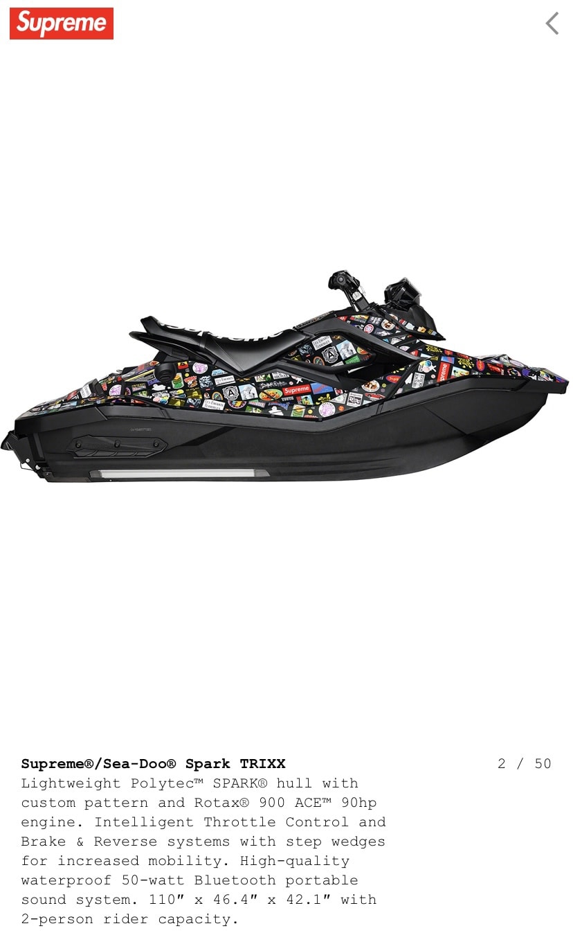 Supreme black patterned personal watercraft