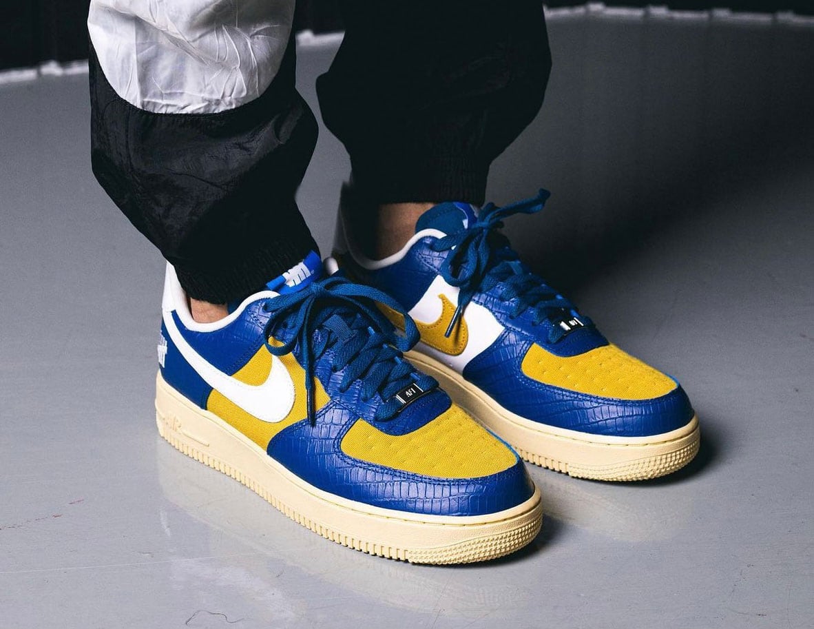 yellow and blue air force ones