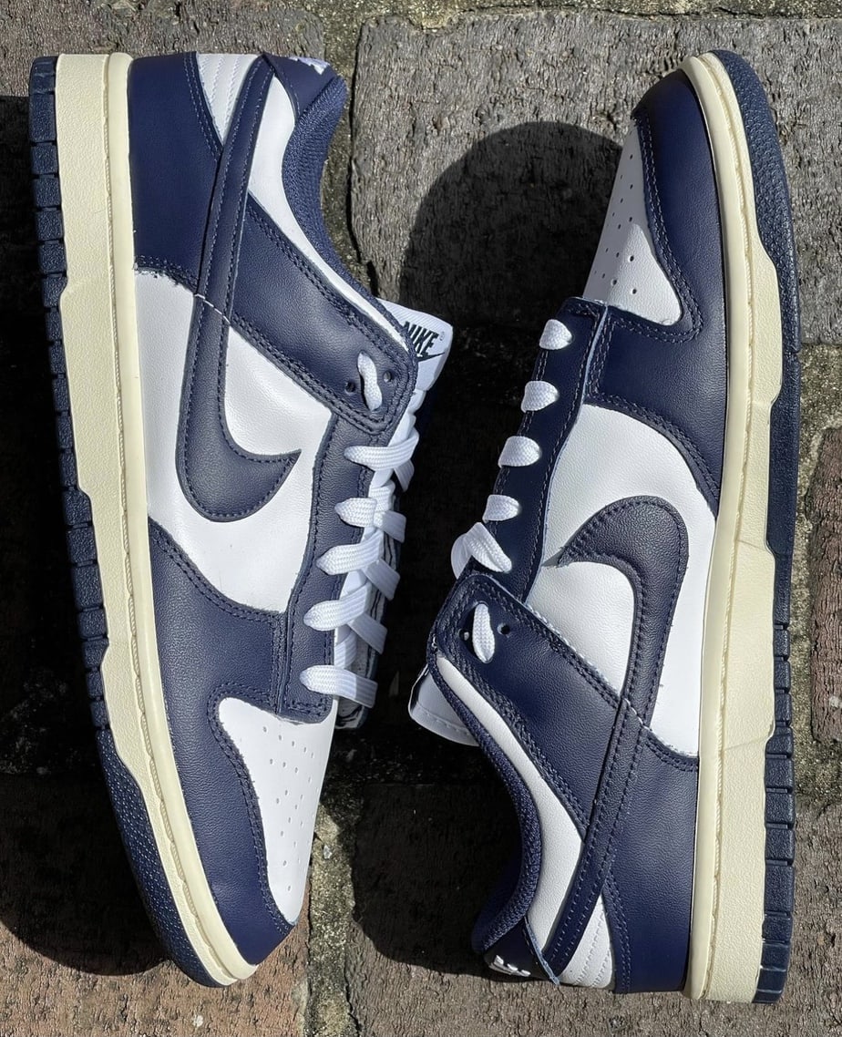 nike dunk low navy white